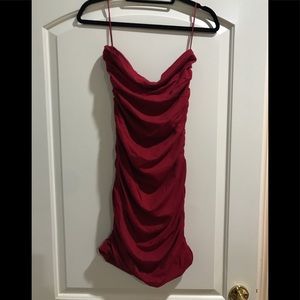 Express RED Ruched Bodycon Strapless Dress